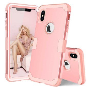 Kaksipuolinen käsityöläiskotelo iPhone XS Max - vaaleanpunainen