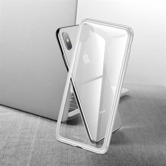 Baseus-suojus karkaistusta lasista ja iskunkestävästä TPU-reunasta iPhone XS Maxille - valkoinen