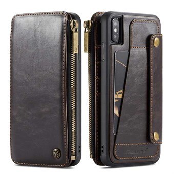 Monitoiminen CaseMe-nahkainen lompakkokotelo iPhone XS Max -puhelimelle - ruskea