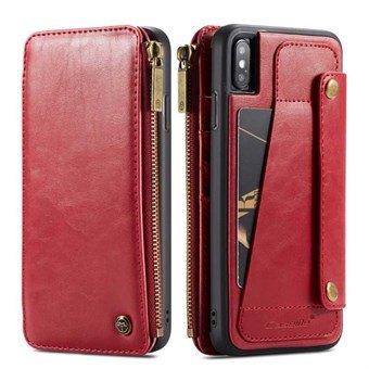 Monitoiminen CaseMe-nahkainen lompakkokotelo iPhone XS Max -puhelimelle - punainen