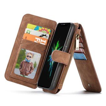 CaseMe Flip -lompakko iPhone XR: lle - ruskea