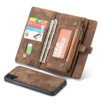CaseMe Flap -lompakko iPhone XR: lle - ruskea