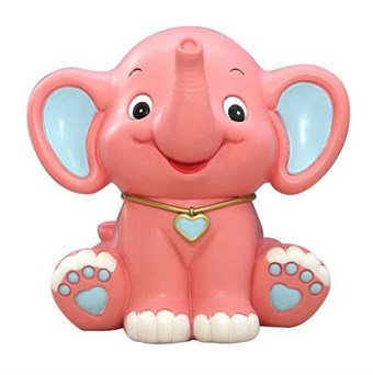 Jumbo Elephant Piggy Bank - käsinmaalattu - ympäristöystävällinen hartsi / punainen