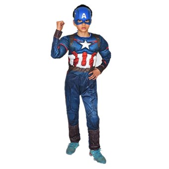 Captain America -asu lapset - sis. Naamio + puku - Medium - (120-130 cm)