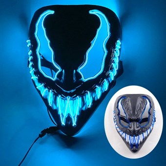 Cosplay Venom Mask Sisäänrakennetulla Neon-LED-valotehosteella - Uusi Muotoilu
