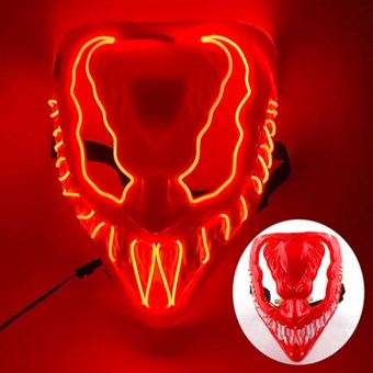 Cosplay Venom Mask Sisäänrakennetulla Neon-LED-valotehosteella - Uusi Muotoilu