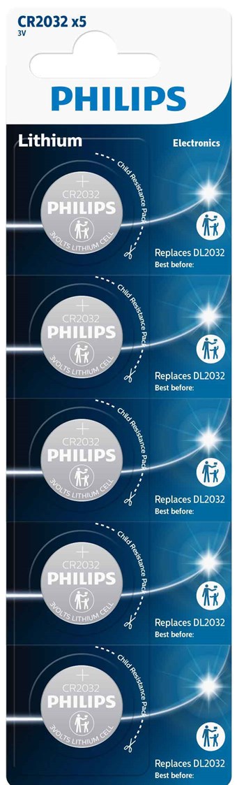 Philips Lithium CR2032 - 5 kpl