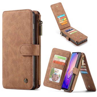 CaseMe Flip -lompakko Samsung Galaxy S10: lle - ruskea