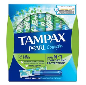 Tampax Pearl Compak Super Tampons - 18 kpl.