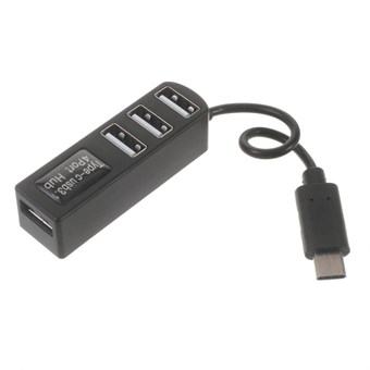 USB 3.1 Type-C - 4-porttinen USB 2.0 -keskitinsovitin – (P-3101) – musta