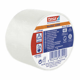 Eristysteippi TESA tesaflex 53988 Hyväksytty Valkoinen PVC (25 m x 50 mm)