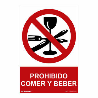 Kyltti Normaluz Prohibido comer y beber PVC (30 x 40 cm)