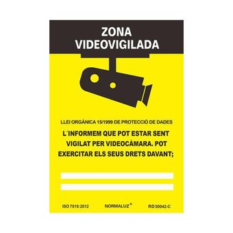 Kyltti Normaluz Zona videovigilada PVC (21 x 30 cm)