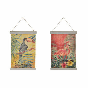 Riippuva koriste DKD Home Decor Joulu Keltainen Punainen Puu Bambu (2 pcs) (27 x 1.5 x 39 cm)