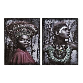 Maalaus DKD Home Decor Afrikkalainen nainen Siirtomaatyylinen (30 x 1,8 x 40 cm) (2 osaa) 30 x 1.8 x 40 cm (2 pcs)