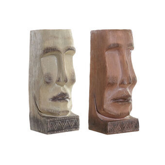 Kukkaruukku DKD Home Decor Face Beige Resin Terracotta (2 kpl) (14,5 x 15,5 x 39 cm)