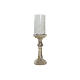 Pyöreä jalallinen kynttelikkö DKD Home Decor Kristalli Ruskea Läpinäkyvä Mangopuu (14 x 14 x 50 cm)