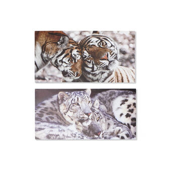Maalaus DKD Home Decor Tiger (80 x 1,8 x 40 cm) (2 kpl)