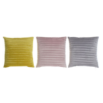 Tyyny DKD Home Decor Keltainen Harmaa Polyesteri Velvet Rose (45 x 10 x 45 cm) (3 kpl)