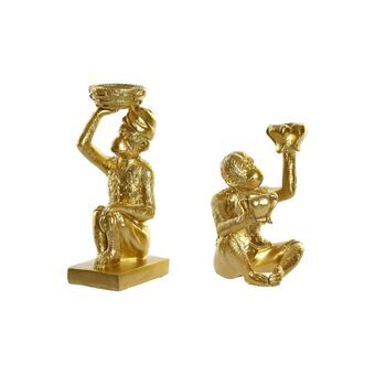 Kynttilänjalka DKD Home Decor Golden Resin Monkey (11 x 11 x 16,8 cm) (2 kpl)