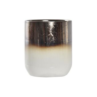 Kynttilä DKD Home Decor Keraminen Ruskea Valkoinen Vaha (8 x 8 x 9,5 cm)