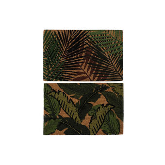 Kynnysmatto DKD Home Decor Musta Ruskea Kumi Vihreä 2 osaa Kookoskuitu (60 x 40 x 1,5 cm)