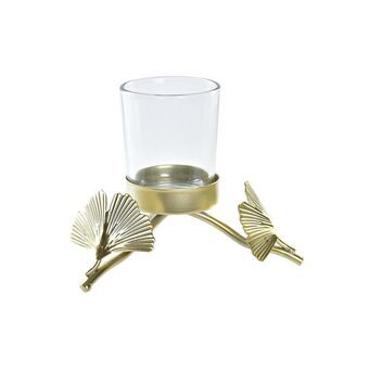 Kynttilänjalka DKD Home Decor Samppanja Kristalli Metalli Ginkgo (13,5 x 12,5 x 10,5 cm)