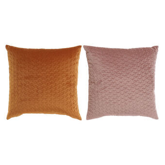 Tyyny DKD Home Decor Pinkki Oranssi Polyesteri Alumiini (45 x 10 x 43 cm) (2 osaa)
