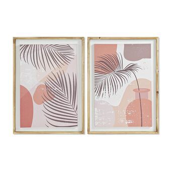 Maalaus DKD Home Decor Trooppinen Kasvien lehtiä (50 x 2,3 x 70 cm) (2 osaa)