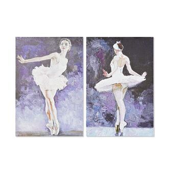 Maalaus DKD Home Decor Balleriina (40 x 1,8 x 60 cm) (2 osaa) (12 osaa)