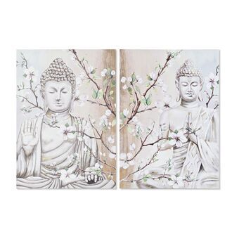 Maalaus DKD Home Decor Buddha Itämainen (50 x 1,8 x 70 cm) (2 osaa) (12 osaa)