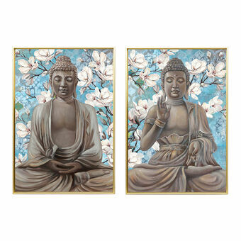 Maalaus DKD Home Decor 51,5 x 3,5 x 71,5 cm Buddha Itämainen (2 osaa)