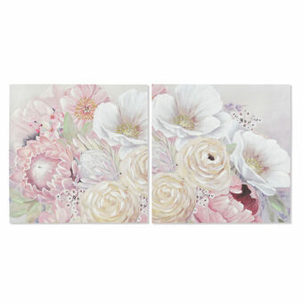 Maalaus DKD Home Decor Gėlės (60 x 2,5 x 60 cm) (2 osaa)