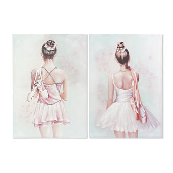 Maalaus DKD Home Decor Balettitanssija Perinteinen (70 x 2,5 x 100 cm) (2 osaa)