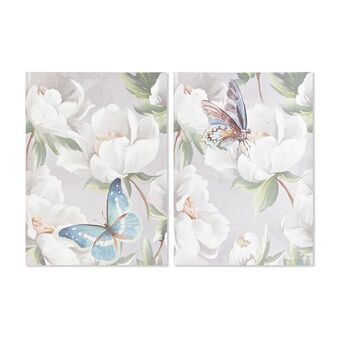 Maalaus DKD Home Decor Gėlės Shabby Chic (2 osaa) (50 x 3 x 70 cm)