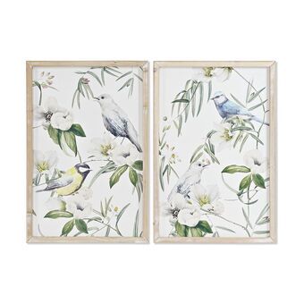 Maalaus DKD Home Decor Linnut (2 osaa) (40 x 2 x 60 cm)