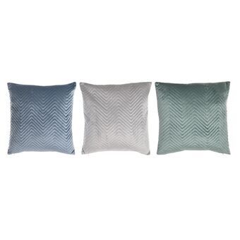 Tyyny DKD Home Decor Harmaa Sininen Polyesteri Vihreä (45 x 10 x 45 cm) (3 osaa)