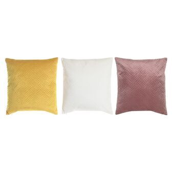 Tyyny DKD Home Decor Polyesteri Valkoinen Keltainen Punaruskea (45 x 10 x 45 cm) (3 osaa)