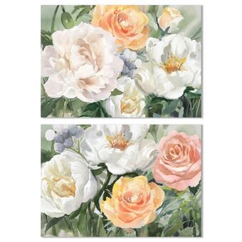 Maalaus DKD Home Decor Gėlės (90 x 2,5 x 60 cm) (2 osaa)