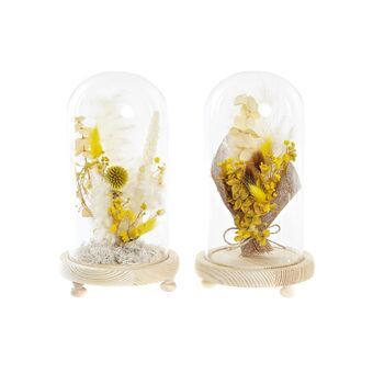 Koristekukka DKD Home Decor Kristalli Beige Ruskea Keltainen Gėlės (2 osaa) (12 x 12 x 21 cm)