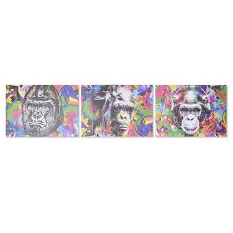 Maalaus DKD Home Decor Gorilla Moderni (70 x 1,8 x 50 cm) (3 osaa)
