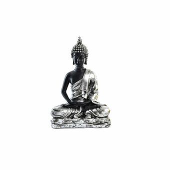 Koristehahmo DKD Home Decor Hopeinen Musta Buddha Hartsi Itämainen (25 x 14 x 37,5 cm)