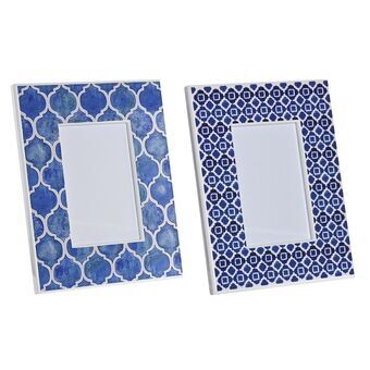 Kuvakehys DKD Home Decor Kristalli Mosaiikki Sininen Puu MDF Välimeren (19 x 2 x 24 cm) (2 osaa)