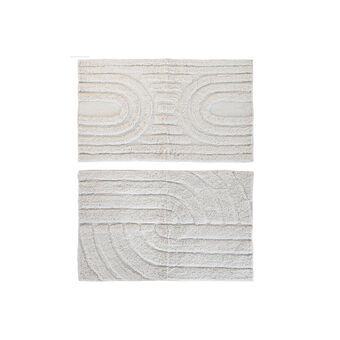 Kylpymatto DKD Home Decor Abstrakti Valkoinen (2 osaa) (50 x 80 x 1 cm)