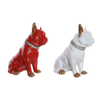 Koristehahmo DKD Home Decor Punainen Bulldog Valkoinen Hartsi (26 x 15 x 28,5 cm) (2 osaa)