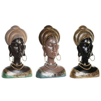 Koristehahmo DKD Home Decor Sininen Kullattu Ruskea Vihreä Hartsi Siirtomaatyylinen Afrikkalainen nainen (14 x 7,5 x 22 cm) (3 o