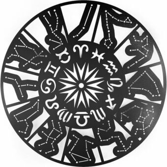 Seinäkoriste Keluly Zodiac-symboli 31 x 31 cm Musta Hiiliteräs