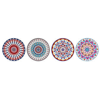 Lasinaluset DKD Home Decor Mandala 4 osaa (10,8 x 10,8 x 0,7 cm)