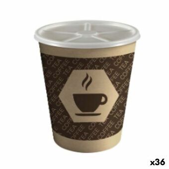 Kannellinen lasi Algon Kartonki Kertakäyttöinen Kahvi 36 Osaa (12 Kappaletta)