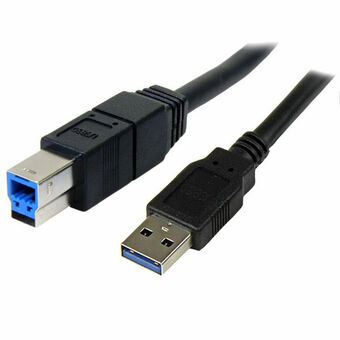 USB A - USB B kaapeli Startech USB3SAB3MBK Musta